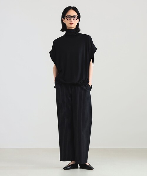 Demi-Luxe BEAMS（デミルクス ビームス）の「【別注】COG THE BIGSMOKE / KENNA ハイネック フレンチスリーブ トップス［手洗い可］（Tシャツ/カットソー・レディース・ブラック/ブラウン・ONE SIZE）」の4枚目の写真