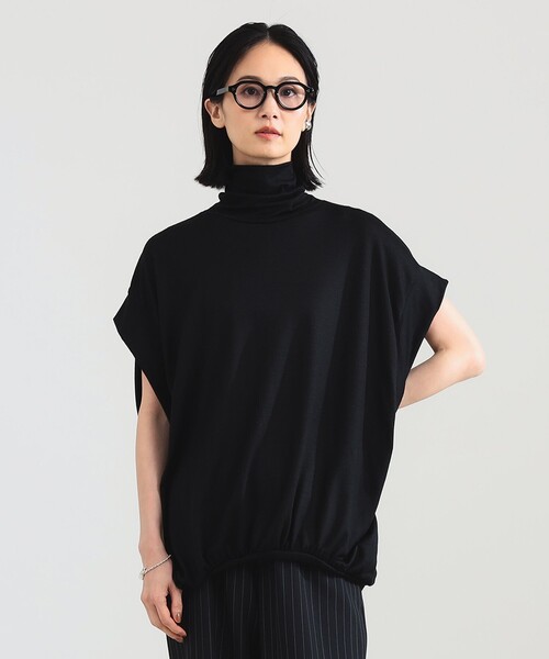 Demi-Luxe BEAMS（デミルクス ビームス）の「【別注】COG THE BIGSMOKE / KENNA ハイネック フレンチスリーブ トップス［手洗い可］（Tシャツ/カットソー・レディース・ブラック/ブラウン・ONE SIZE）」の6枚目の写真