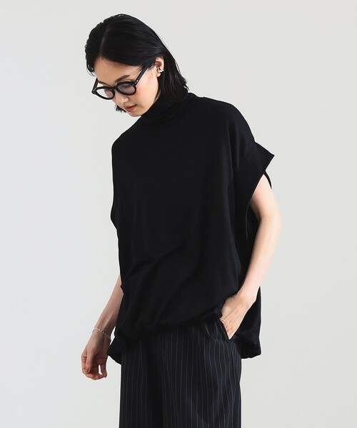 Demi-Luxe BEAMS（デミルクス ビームス）の「【別注】COG THE BIGSMOKE / KENNA ハイネック フレンチスリーブ トップス［手洗い可］（Tシャツ/カットソー・レディース・ブラック/ブラウン・ONE SIZE）」の7枚目の写真