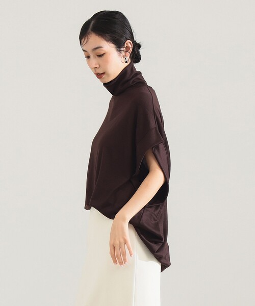 Demi-Luxe BEAMS（デミルクス ビームス）の「【別注】COG THE BIGSMOKE / KENNA ハイネック フレンチスリーブ トップス［手洗い可］（Tシャツ/カットソー・レディース・ブラック/ブラウン・ONE SIZE）」の12枚目の写真