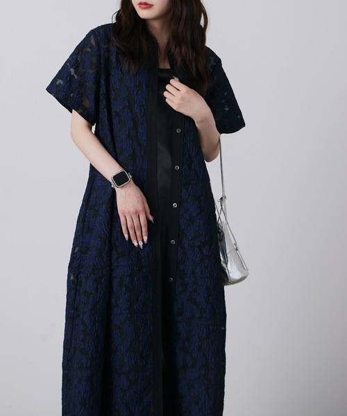 LE CIEL BLEU(ルシェルブルー)の「LE CIEL BLEU/ルシェルブルー Sheer Jacquard Dress シアージャカードドレス(ドレス・レディース・ホワイト/ブラック/ネイビー・36)」の3枚目の写真