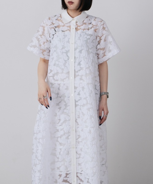 LE CIEL BLEU(ルシェルブルー)の「LE CIEL BLEU/ルシェルブルー Sheer Jacquard Dress シアージャカードドレス(ドレス・レディース・ホワイト/ブラック/ネイビー・36)」の21枚目の写真