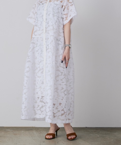 LE CIEL BLEU(ルシェルブルー)の「LE CIEL BLEU/ルシェルブルー Sheer Jacquard Dress シアージャカードドレス(ドレス・レディース・ホワイト/ブラック/ネイビー・36)」の22枚目の写真