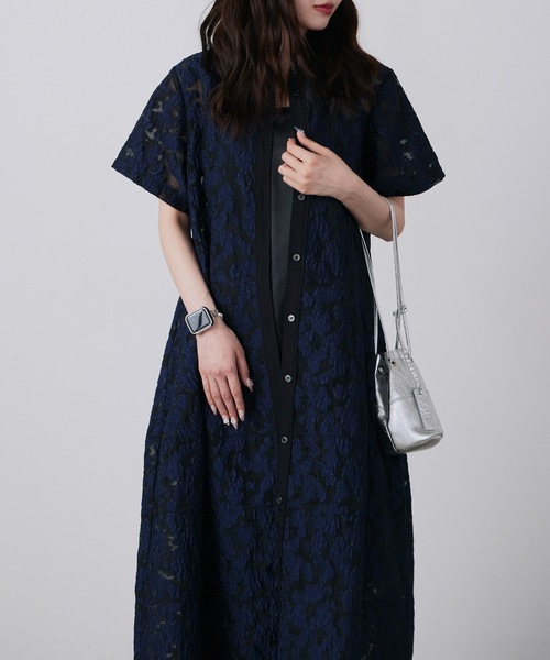 LE CIEL BLEU/ルシェルブルー Sheer Jacquard Dress シアージャ