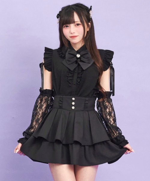 Secret Honey（シークレットハニー）の「ティアードタックフレアスカパン（スカート・レディース・ワインレッド/ブラック・MEDIUM）」の8枚目の写真