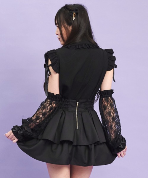 Secret Honey（シークレットハニー）の「ティアードタックフレアスカパン（スカート・レディース・ワインレッド/ブラック・MEDIUM）」の9枚目の写真