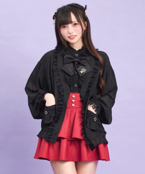 Secret Honey（シークレットハニー）の「ティアードタックフレアスカパン（スカート・レディース・ワインレッド/ブラック・MEDIUM）」の5枚目の写真