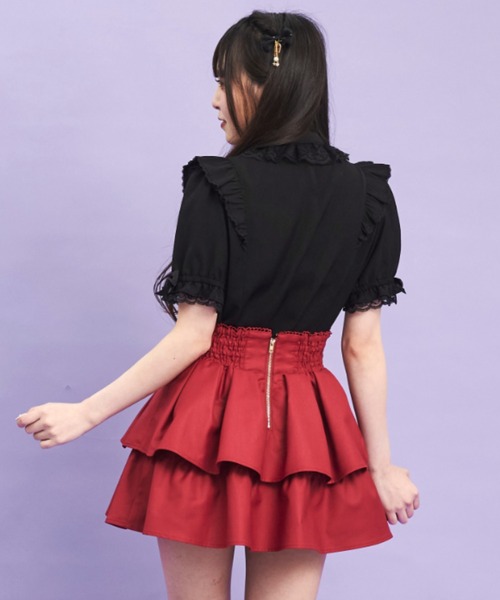 Secret Honey（シークレットハニー）の「ティアードタックフレアスカパン（スカート・レディース・ワインレッド/ブラック・MEDIUM）」の4枚目の写真