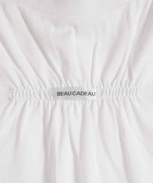 MUHET(ミュエータ)の「back open shirring logo t-shirt / バックオープンシャーリングロゴTシャツ(Tシャツ/カットソー・レディース・ブラック/オフホワイト・SMALL/MEDIUM)」の14枚目の写真