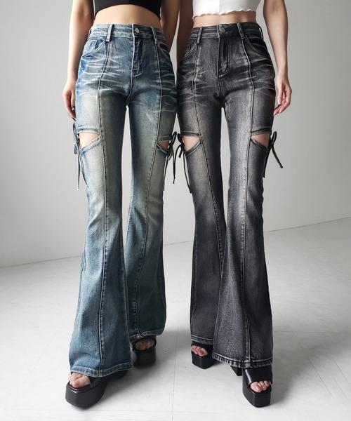 2color ／ 3size 】カットアウトリボンヴィンテージストレッチ