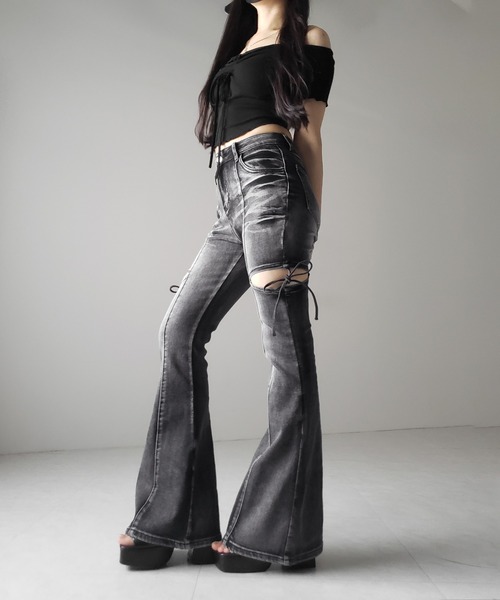 2color ／ 3size 】カットアウトリボンヴィンテージストレッチ