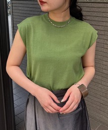 【&g'aime】フレンチスリーブニット　Cap Sleeve Knit Top