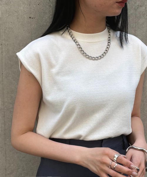 セール】【&g'aime】フレンチスリーブニット Cap Sleeve Knit