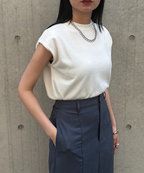 &g'aime(アンジェム)の「【&g'aime】フレンチスリーブニット Cap Sleeve Knit Top(ニット/セーター・レディース・グリーン/ホワイト/ブラック/チャコールグレー・FREE)」の9枚目の写真