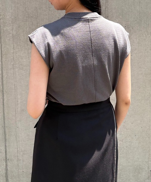 &g'aime(アンジェム)の「【&g'aime】フレンチスリーブニット Cap Sleeve Knit Top(ニット/セーター・レディース・グリーン/ホワイト/ブラック/チャコールグレー・FREE)」の22枚目の写真