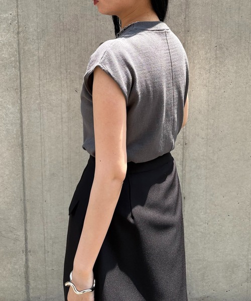 &g'aime(アンジェム)の「【&g'aime】フレンチスリーブニット Cap Sleeve Knit Top(ニット/セーター・レディース・グリーン/ホワイト/ブラック/チャコールグレー・FREE)」の21枚目の写真