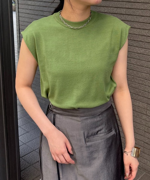 &g'aime】フレンチスリーブニット Cap Sleeve Knit Top（ニット