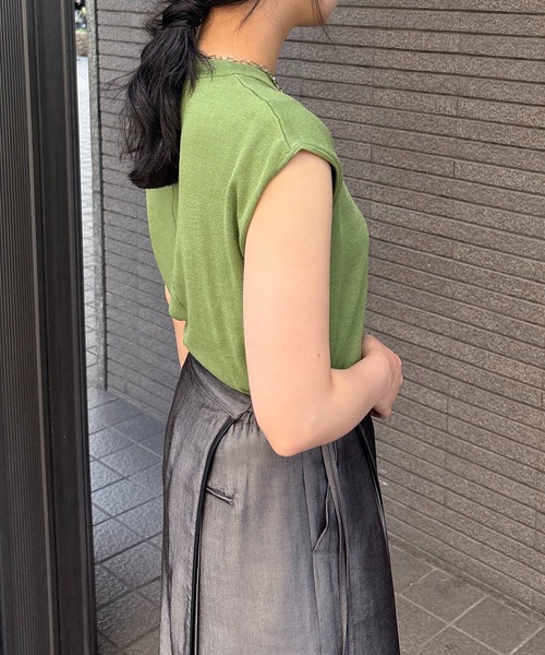 &g'aime(アンジェム)の「【&g'aime】フレンチスリーブニット Cap Sleeve Knit Top(ニット/セーター・レディース・グリーン/ホワイト/ブラック/チャコールグレー・FREE)」の16枚目の写真