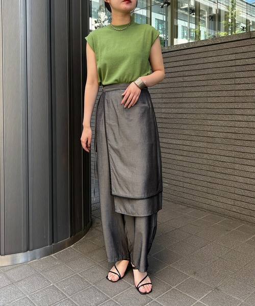 &g'aime(アンジェム)の「【&g'aime】フレンチスリーブニット Cap Sleeve Knit Top(ニット/セーター・レディース・グリーン/ホワイト/ブラック/チャコールグレー・FREE)」の13枚目の写真