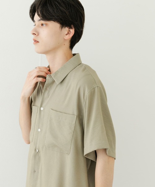SENSE OF PLACE by URBAN RESEARCH(センスオブプレイスバイアーバンリサーチ)の「ソフトツイルWPKレギュラーカラーショートスリーブシャツ(シャツ/ブラウス・メンズ・ミント/ブラック/ブラウン/ホワイト・MEDIUM/LARGE)」の1枚目の写真