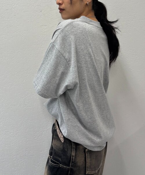 tシャツ 2サイズ「Sourcream」PWステンシルプリントポケットTEE レディース メンズ セール】2サイズ【Sourcream】PWステンシルプリントポケットTEE