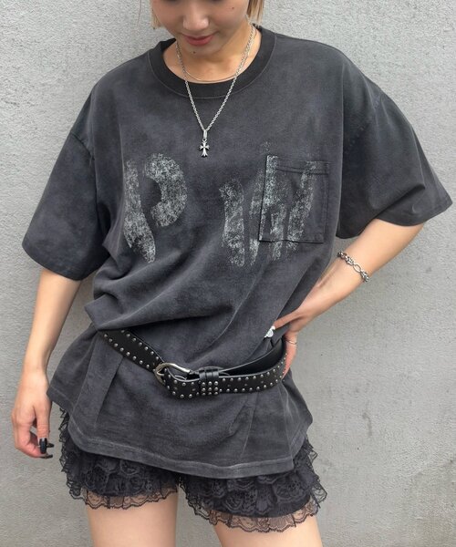 Sourcream（サワークリーム）の「2サイズ【Sourcream】PWステンシルプリントポケットTEE（Tシャツ/カットソー・レディース・グレー/ブラック/ホワイト・MEDIUM/LARGE）」の20枚目の写真