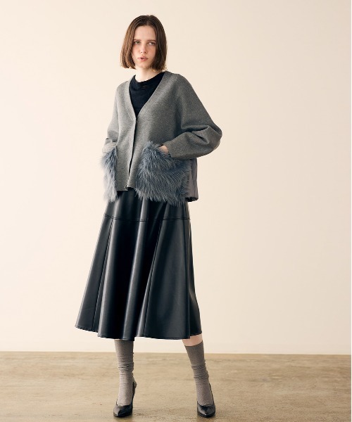 Marilyn Moon（マリリンムーン）の「shaggy pocket milano rib jacket（その他アウター・レディース・ブラック/グレー/アイボリー・FREE）」の8枚目の写真