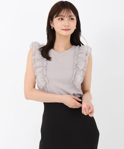 MISCH MASCH(ミッシュマッシュ)の「フリルスリーブカットトップス(Tシャツ/カットソー・レディース・グレー/ブラック/ピンク・フリ-)」の11枚目の写真