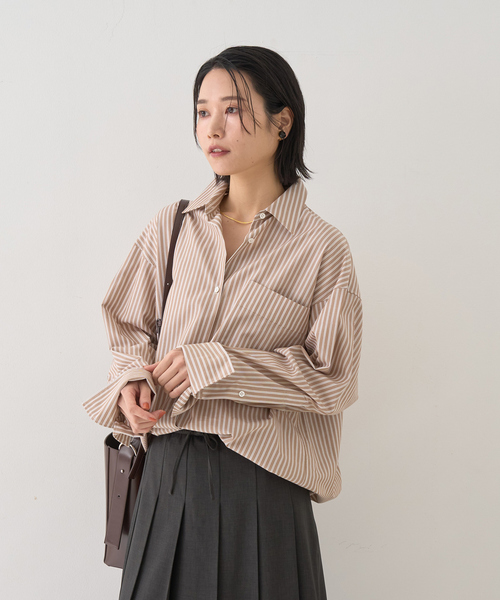 Rouge vif（ルージュヴィフ）の「ストライプメンズライクシャツ（シャツ/ブラウス・レディース・パープル/キャメル・フリー）」の5枚目の写真