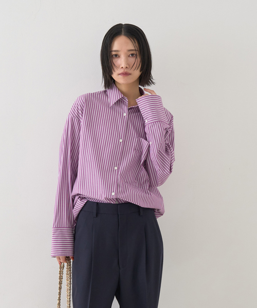 Rouge vif（ルージュヴィフ）の「ストライプメンズライクシャツ（シャツ/ブラウス・レディース・パープル/キャメル・フリー）」の8枚目の写真