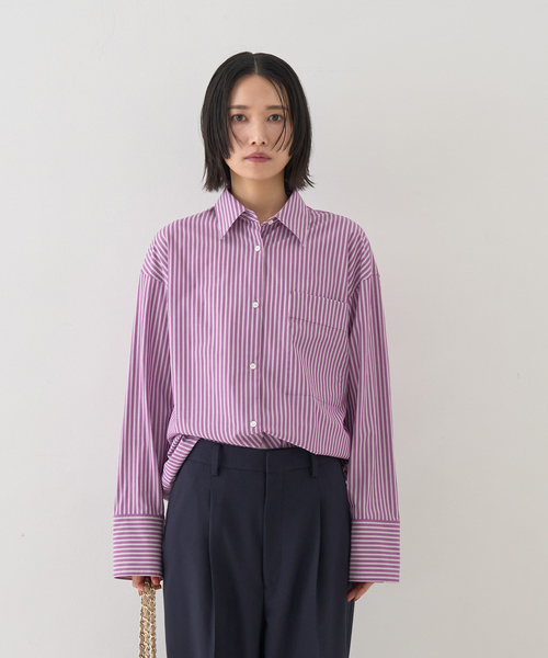 Rouge vif（ルージュヴィフ）の「ストライプメンズライクシャツ（シャツ/ブラウス・レディース・パープル/キャメル・フリー）」の10枚目の写真