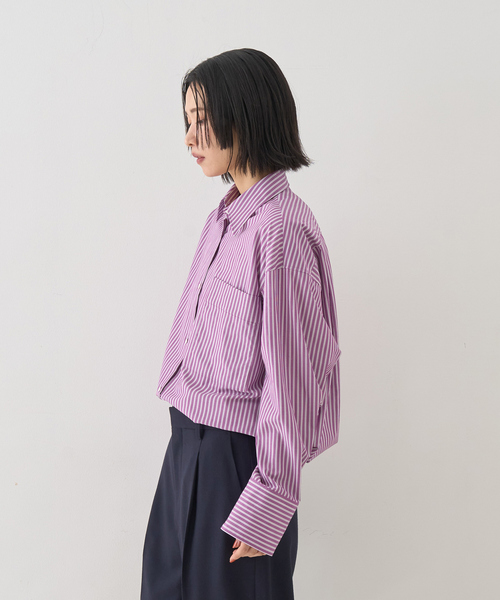 Rouge vif（ルージュヴィフ）の「ストライプメンズライクシャツ（シャツ/ブラウス・レディース・パープル/キャメル・フリー）」の11枚目の写真