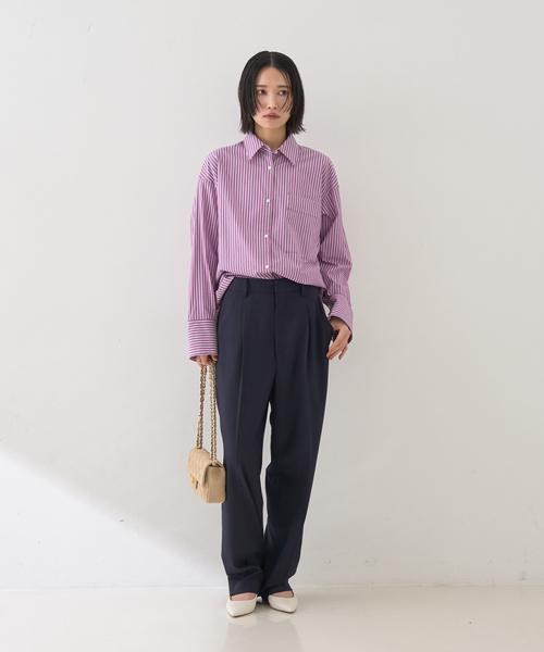 Rouge vif（ルージュヴィフ）の「ストライプメンズライクシャツ（シャツ/ブラウス・レディース・パープル/キャメル・フリー）」の18枚目の写真