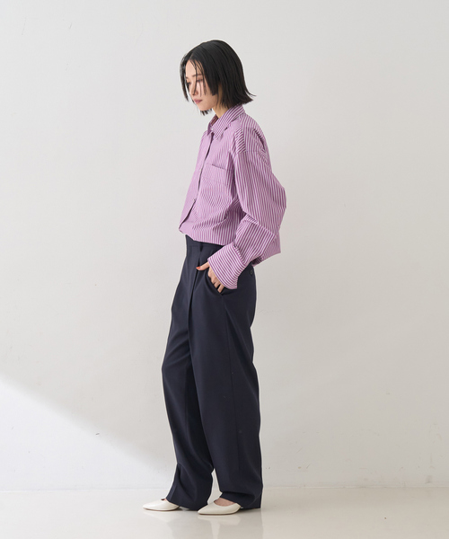 Rouge vif（ルージュヴィフ）の「ストライプメンズライクシャツ（シャツ/ブラウス・レディース・パープル/キャメル・フリー）」の19枚目の写真