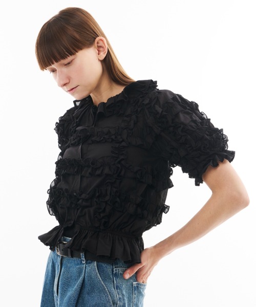 PERNA（ペルナ）の「ホイップフリルブラウス（シャツ/ブラウス・レディース・ブラック/ホワイト・FREE）」の18枚目の写真