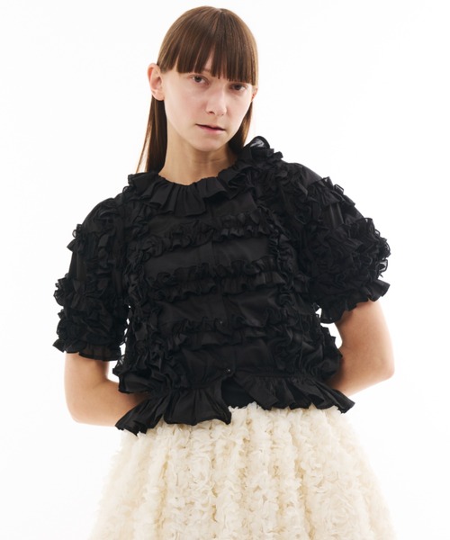 PERNA（ペルナ）の「ホイップフリルブラウス（シャツ/ブラウス・レディース・ブラック/ホワイト・FREE）」の20枚目の写真