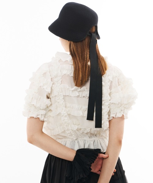 PERNA（ペルナ）の「ホイップフリルブラウス（シャツ/ブラウス・レディース・ブラック/ホワイト・FREE）」の7枚目の写真