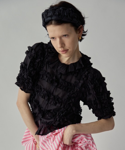 PERNA（ペルナ）の「ホイップフリルブラウス（シャツ/ブラウス・レディース・ブラック/ホワイト・FREE）」の12枚目の写真