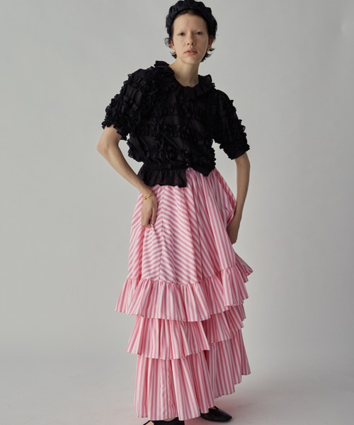 PERNA（ペルナ）の「ホイップフリルブラウス（シャツ/ブラウス・レディース・ブラック/ホワイト・FREE）」の13枚目の写真