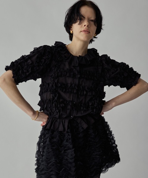 PERNA（ペルナ）の「ホイップフリルブラウス（シャツ/ブラウス・レディース・ブラック/ホワイト・FREE）」の15枚目の写真