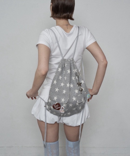 SETUPEXE（セットアップイーエックスイー）の「【SETUP‐EXE】STAR POCKET GYM SACK / 【セットアップエグゼ】スターポケットリュック（バックパック/リュック・レディース・杢グレー/ブラック・ONE SIZE）」の14枚目の写真