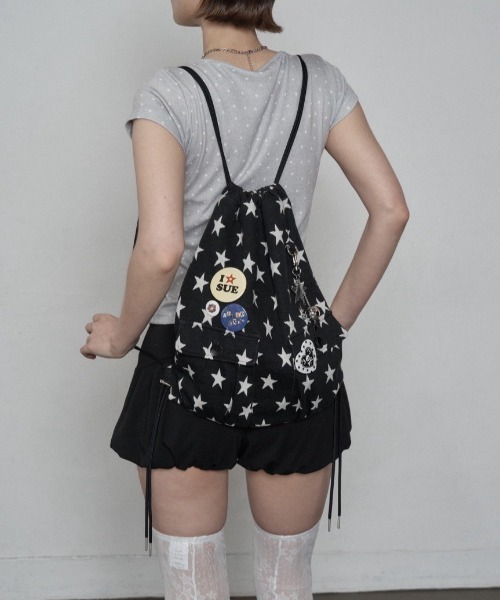 SETUPEXE（セットアップイーエックスイー）の「【SETUP‐EXE】STAR POCKET GYM SACK / 【セットアップエグゼ】スターポケットリュック（バックパック/リュック・レディース・杢グレー/ブラック・ONE SIZE）」の3枚目の写真