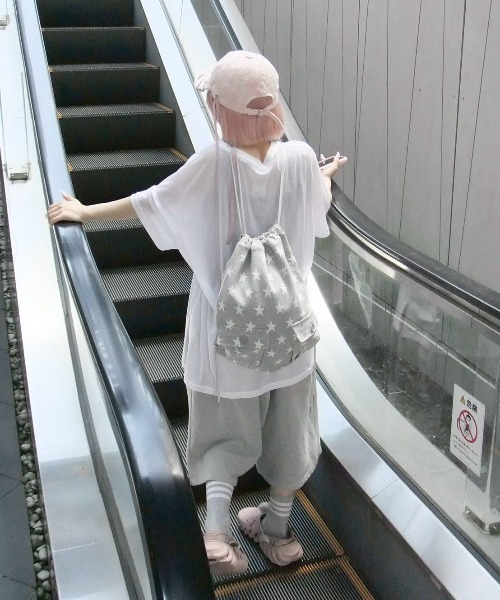 SETUPEXE（セットアップイーエックスイー）の「【SETUP‐EXE】STAR POCKET GYM SACK / 【セットアップエグゼ】スターポケットリュック（バックパック/リュック・レディース・杢グレー/ブラック・ONE SIZE）」の21枚目の写真