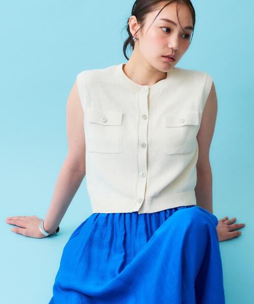 OPAQUE.CLIP（オペークドットクリップ）の「ダブルポケットニット【洗濯機洗い可】（ニット/セーター・レディース・グリーン/ブラウン系その他/アイボリー・38/40）」の15枚目の写真