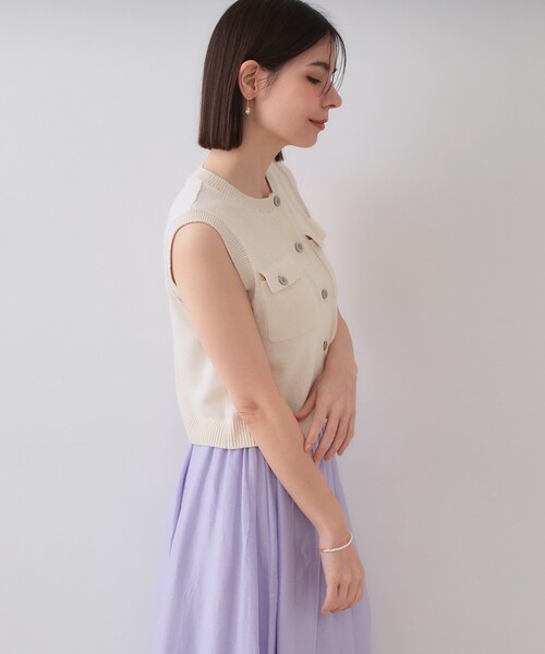 OPAQUE.CLIP（オペークドットクリップ）の「ダブルポケットニット【洗濯機洗い可】（ニット/セーター・レディース・グリーン/ブラウン系その他/アイボリー・38/40）」の21枚目の写真