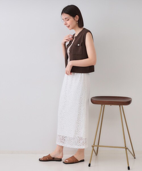 OPAQUE.CLIP（オペークドットクリップ）の「ダブルポケットニット【洗濯機洗い可】（ニット/セーター・レディース・グリーン/ブラウン系その他/アイボリー・38/40）」の5枚目の写真