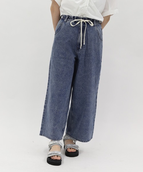 axes femme（アクシーズファム）の「イージーデニムパンツ（デニムパンツ・レディース・ケミカルウォッシュ/インディゴブルー/グレー・FREE）」の3枚目の写真