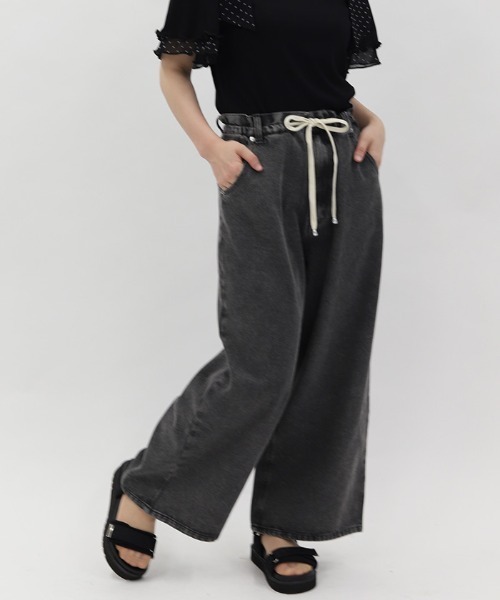 axes femme（アクシーズファム）の「イージーデニムパンツ（デニムパンツ・レディース・ケミカルウォッシュ/インディゴブルー/グレー・FREE）」の4枚目の写真