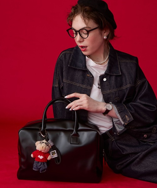 BONLECILL Marche（ボンルシールマルシェ）の「【BONLECILL Marche】《大容量》キャリーオンボストンバッグ（ボストンバッグ・レディース・ブラック/ブラウン・FREE）」の4枚目の写真