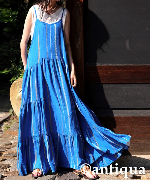 antiqua(アンティカ)の「ストライプ柄キャミワンピース(ワンピース・レディース・ブルー系その他/ブラック系その他・ONESIZE)」の4枚目の写真